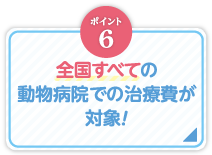 ポイント6_全国すべての動物病院での治療費が対象！