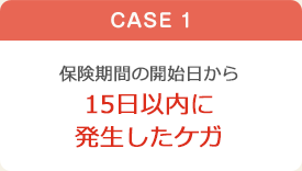 CASE1　保険期間の開始日から15日以内に発生したケガ