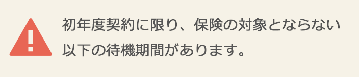 初年度契約に限り、保険の対象とならない以下の待機期間があります。