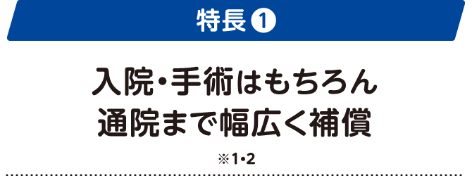 入院・手術はもちろん、通院まで幅広く補償