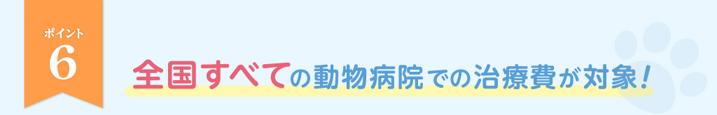 ポイント6_全国すべての動物病院での治療費が対象！