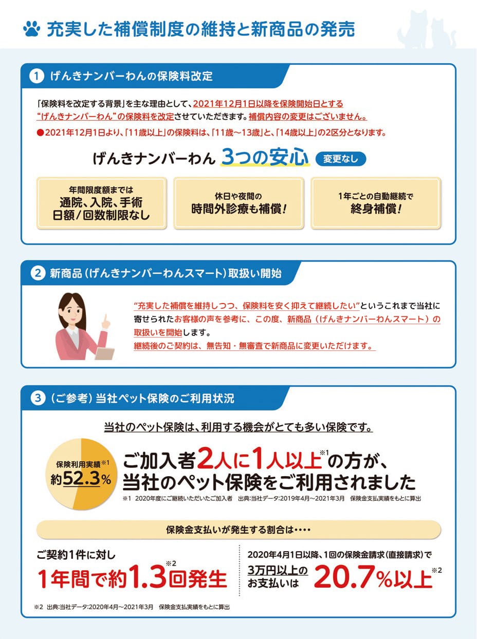 充実した補償制度の維持と新商品の発売